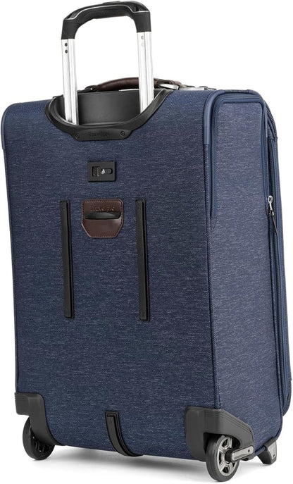 Travelpro Platinum Elite Softside Expandable Carry on Luggage, 2 Wheel Upright Suitcase, USB Port, Men and Women, True Navy, Carry On 22-Inch