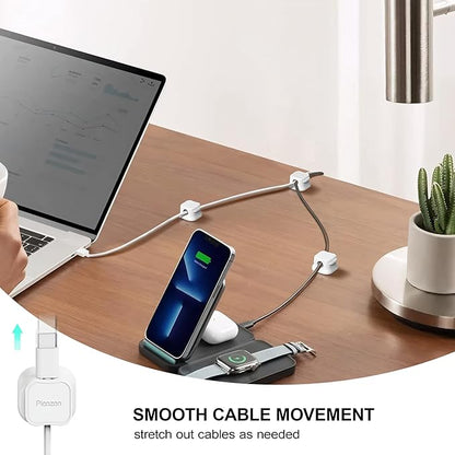 8 Pack Magnetic Cable Clip Organizer Cord Holder, Picozon Adhesive Cable Management, Wire Phone USB Charger Cable Holder, Keeper Organizer for Office Home Desktop Table - White