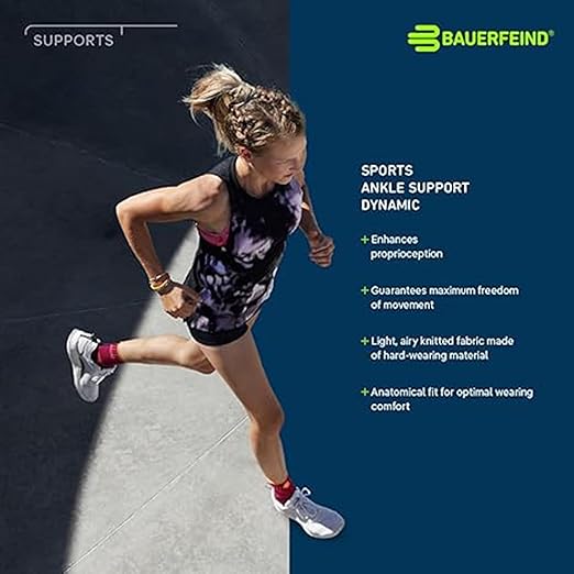 Bauerfeind Sports Ankle Support Dynamic - Ankle Compression Sleeve for Freedom of Movement - 3D AirKnit Fabric for Breathability - Premium Quality & Washable (L, All Black)