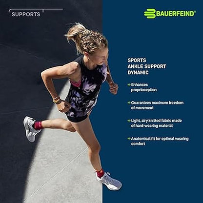 Bauerfeind Sports Ankle Support Dynamic - Ankle Compression Sleeve for Freedom of Movement - 3D AirKnit Fabric for Breathability - Premium Quality & Washable (XS, Rivera)