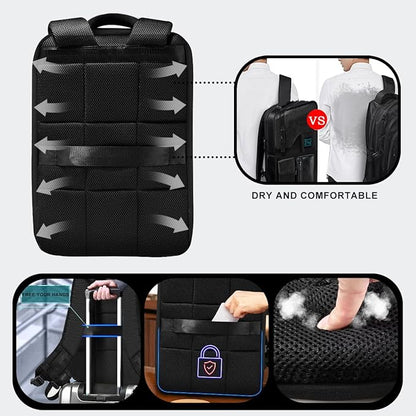ZINZ Laptop Backpack 15 15.6 16 Inch, Expandable Computer Rucksack with Multi-Pockets Anti-Theft Travel Daypack for Men and Women,Black