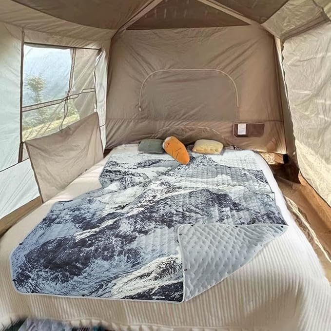 Outdoor Camping Quilt, Warm Thick Blanket with Polar Fleece Packable Down Wearable Camp Blankets with Snap Buttons Soft Puffy Camping Quilt for Cold Weather (Jokul, 76'' x 56'')