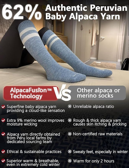 Alpaca Wool Heavyweight 15-25 mmHg Knee High Compression Support Socks Thick Winter Thermal Warm Soft Travel Flying
