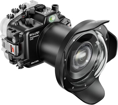 Sea frogs Underwater Camera Case Compatible with Sony A7RV for FE 24-105 F4 GOSS with Wide Angle Fisheye Lens IPX8 40m/130ft Maximum Diving Depth A7R-5 Waterproof Camera Housing for Diving A7R-V