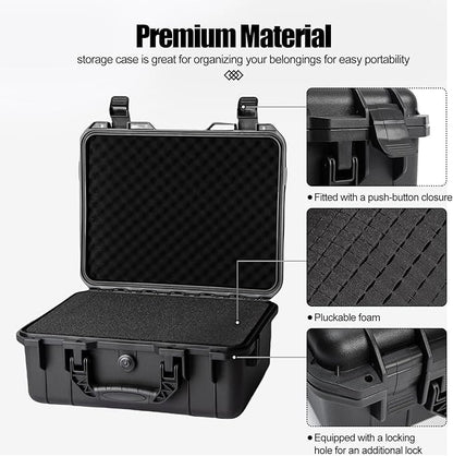 Hard case Waterproof Hard Case with DIY Customizable Foam Insert Portable Protective Case for Camera Drones Equipments Tools Test Instruments 16.9''x13.7''x7.1''
