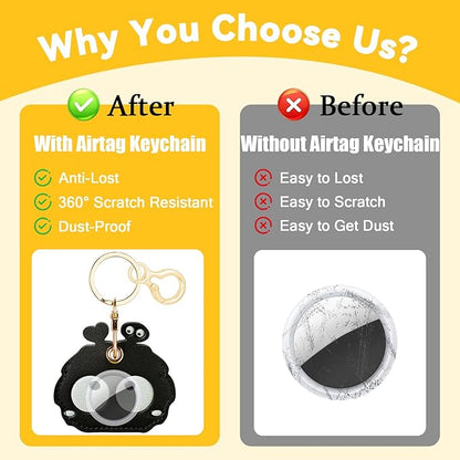 Leather Keychain for Airtag, Cute Protective Keychain Holder Compatible with Apple Air Tag,GPS Item Tracker Case Cover for Keys,Bags,Pets,Luggage(Briquette)