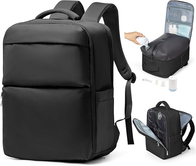 Vacuum Backpack Travel With Pump,Mochila De Viaje Compresion Al Vacio,Personal Item Travel Backpack With Vacuum System,Large Carry On Vacpack Backpacks For Women Men,Black