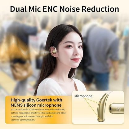 Kinglucky Open-Ear Headphones Wireless Earbuds with Dual Mics ENC Noise Cancelling Headset with LED Display Case, Fast Charging, Bluetooth Headphones for Running/Cycling/Driving
