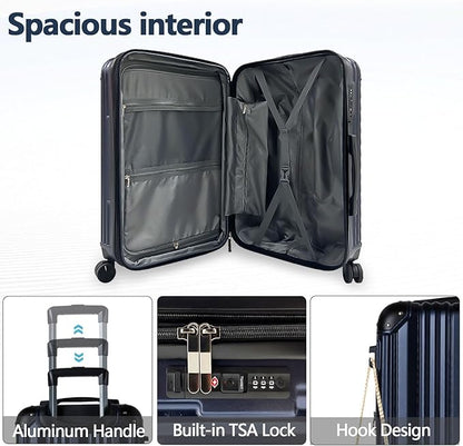 OUZZO 20 Inch Expandable Carry On Luggage 22x14x9 Airline Approved Hardshell Suitcases with Wheels Durable Lightweight Travel Luggage with TSA Lock USB Port for Business Trip Weekend Getaway