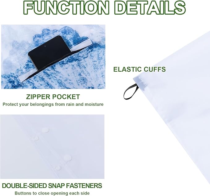 Hooded Rain Ponchos for Adult - Rain Coat and Rain Jacket with Waterproof Pocket and Zipper