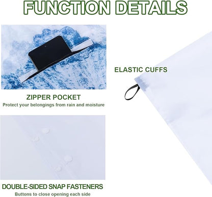 Hooded Rain Ponchos for Adult - Rain Coat and Rain Jacket with Waterproof Pocket and Zipper