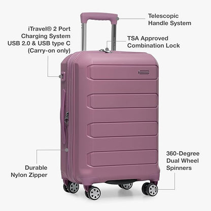 Traveler's Choice Pagosa Indestructible Hardshell Expandable Spinner Luggage, Mauve, 22-Inch Carry-on