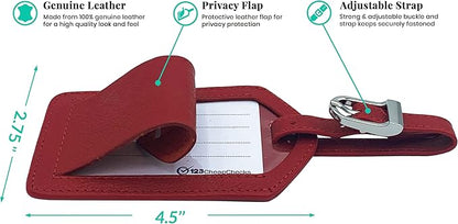 Personalized Monogrammed Leather Luggage Tags - 3 Pack
