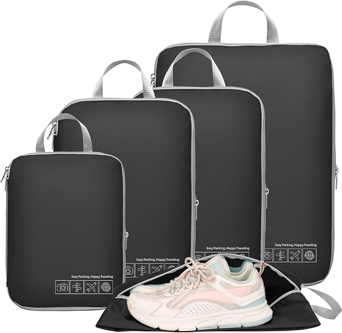 Cambond Compression Packing Cubes for Travel Women - Expandable Travel Bags Luggage Organizers Travel Essentials Compression Cubes for Travel Carry on Suitcases Organizer