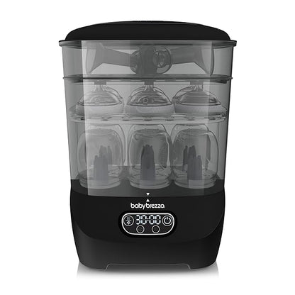 Baby Brezza Bottle Sterilizer and Dryer Advanced – 33% Faster - Largest Capacity Steam Sanitizer - Universal Sterilization Machine for All Bottles + Pump Parts - HEPA Air Filter, Black