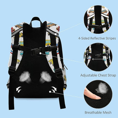 Transportation Cars Kid's Toddler Backpack for Boys Girls Preschool Nursery with Safety Leash (011411)