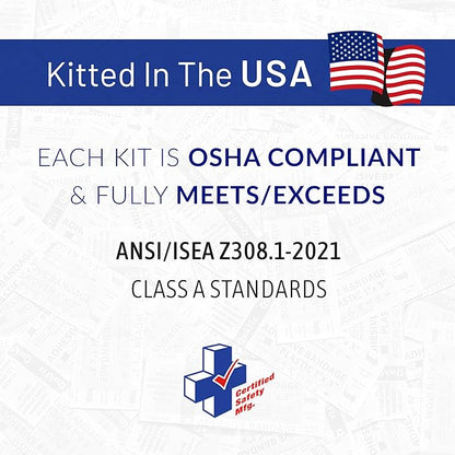 Certified Safety Mfg Class A 21 Plus - 146pc USA-Made ANSI & OSHA Compliant First Aid Kit - Emergency Medical Supplies for Minor Injuries - First Aid Kits for Businesses, Homes, & More