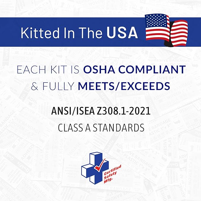 Certified Safety Mfg Class A 21 Plus - 138pc USA-Made ANSI & OSHA Compliant First Aid Kit - Emergency Medical Supplies for Minor Injuries - First Aid Kits for Businesses, Homes, & More