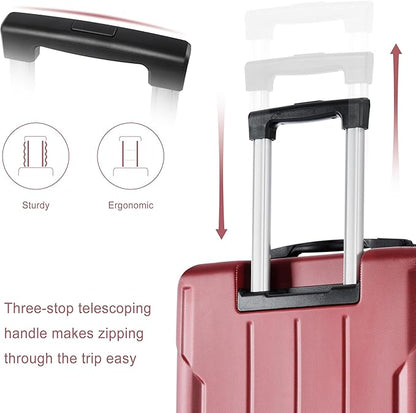 20in Carry On Luggage Hardshell Suitcase with Spinner Wheels Lightweight Lugagge Design Waterproof Durable for Travel (Red)