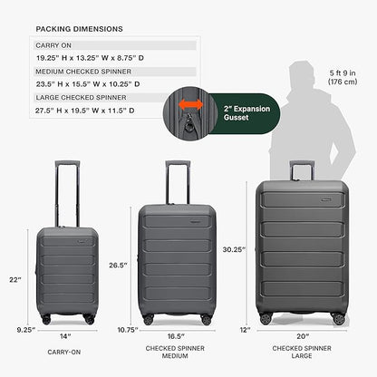 Traveler's Choice Pagosa Indestructible Hardshell Expandable Spinner Luggage, Gray, 26-Inch Medium