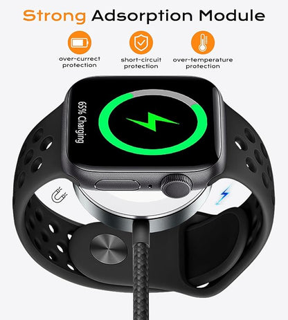 Temdan for Travel Vacation Essentials,3 in 2 USB C Cable for Apple Watch Charger/iPhone 17 Charger/Lightning,Multi Charging Cable Cord,Camping Essentials,Designed for iWatch &iPhone 16-12-6FT Black