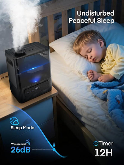 FOHERE Smart Humidifier for Bedroom, 6L Quiet Warm Cool Mist Humidifier with 60H Runtime, Aroma Diffuser, Sleep Mode, 12H Timer, Ultrasonic Top Fill Humidifiers for Home, Baby, Plants, Office