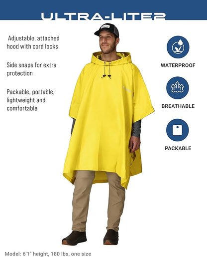FROGG TOGGS Ultra-lite2 Waterproof, Breathable Rain Poncho, Adult and Youth Sizes