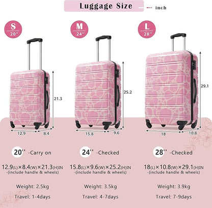 Luggage Sets 3 Piece Durable Suitcase Set with Spinner Wheels, 3 Pcs Hardside Lightweight luggage with TSA Lock, Large Checked Travel Suitcases