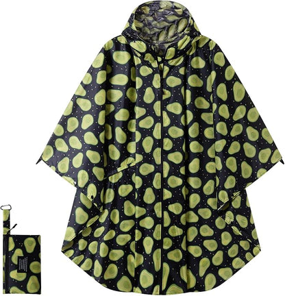 Hooded Rain Ponchos for Adult - Rain Coat and Rain Jacket with Waterproof Pocket and Zipper