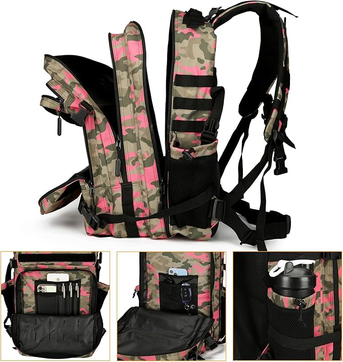 25L Tactical Backpack for Men and Women Military Backpack Small Assault Pack Molle Backpack Bug Out Bag Travel Rucksack Daypack (Pink Camo)
