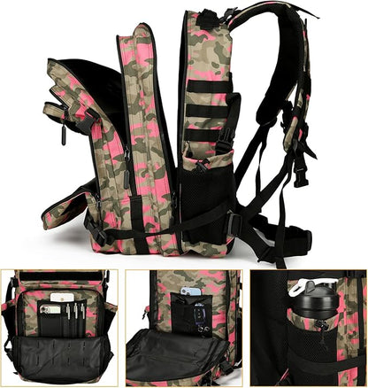 25L Tactical Backpack for Men and Women Military Backpack Small Assault Pack Molle Backpack Bug Out Bag Travel Rucksack Daypack (Pink Camo)