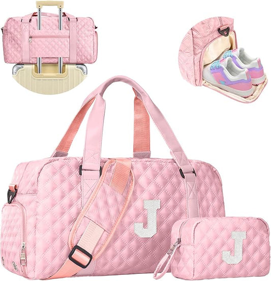 Travel Bags, Gifts for Friends Female Women, Initial Travel Duffel Bag, Gym Bag, Personalized Weekender Bag, Friend Wedding Girlfriend Birthday Gifts for Teen Girls, Graduation Gifts