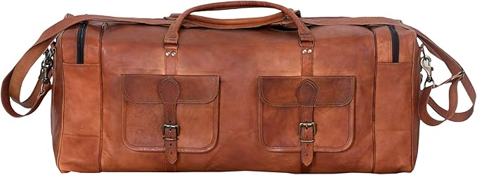 Leather Duffel Bag 32 inch Large Travel Bag Gym Sports Overnight Weekender Bag by Komal s Passion Leather (30 inch)
