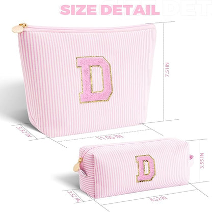 Personalized Makeup Bag for Women Girls - Fashion Cosmetic Bag Trendy Travel Toiletry Bag with Initials Letter - Teen Gifts - Pink,D