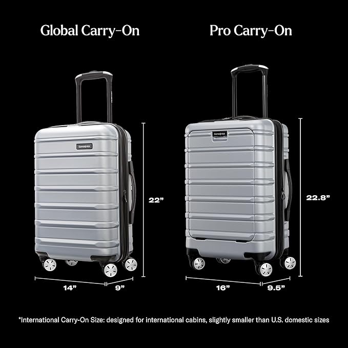 Samsonite Omni 2 International Carry-On Luggage with 360° Spinner Wheels - Scratch Resistant Hardshell - TSA, Airline-Approved - Expandable Polycarbonate Shell for Lightweight Travel - Caribbean Blue