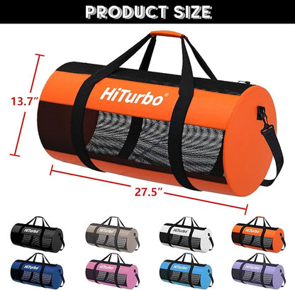 Hiturbo Mesh Dive Duffel Bag: Scuba Gear Bags for Diving, Snorkeling, Freediving and Swimming - 60L Travel Beach Pool Water Sports Equipment Bag with Shoulder Strap
