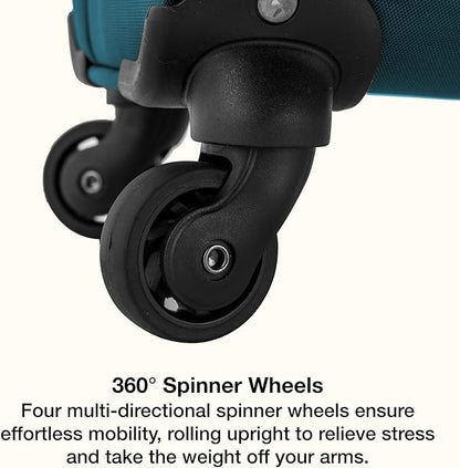 U.S. Traveler Anzio Softside Sturdy Ballistic Nylon Expandable Travel Suitcase Luggage with 4 Spinner Wheels, Teal, Checked-Large 30-Inch