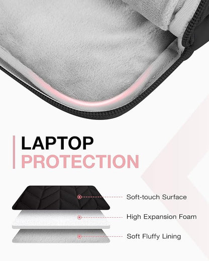 BAGSMART 13-14 inch Laptop Sleeve with Handle, Puffy Padded Case Accessories Bag, MacBook Fitted Air Pro 13.3 14 inch, Computer Dell,HP, Black