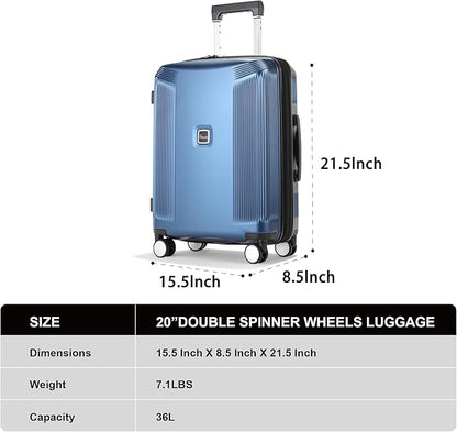 Luggage Sets 2 Piece, 20/28 Inch Lightweight Expandable PC Hardside Durable Suitcases with Spinner Wheels & TSA Lock, Blue