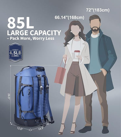 Rolling Duffle Bag with Wheels - 86L Extra Large Travel Duffel, Foldable & Waterproof Checked Luggage for Men, Camping, Long Trips