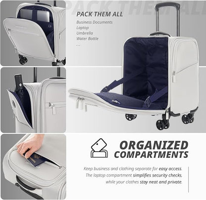 Verage Underseat Carry On Luggage with Spinner Wheels (Cloud Gray, 14.5-Inch Plus Underseat Pro)