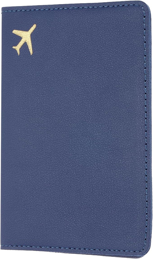 uxcell Passport Cover Holder, Waterproof PU Leather Passport Cover Card Protector Sleeve for Women & Men Document Organizer Travel Accessories for Anniversary Wedding Gift, Dark Blue