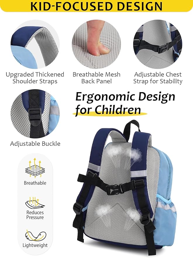 Kids Backpack for Boys Girls, Toddler Backpack for Preschool Kindergarten, 15inch Elementary School Bookbag with Reflective for Ages 6-8, Mint Blue