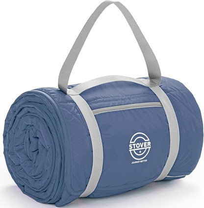 STOVER Large Waterproof Outdoor Stadium Blanket– Extra Thick Soft Fleece Camping Blanket for Travel, Picnics, Sports, Dogs– 79"x55", Warm, Windproof, Sand-Proof, Lightweight, Packable (Glacier Blue)