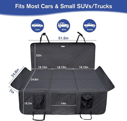 Back Seat Extender for Dogs- Hard Bottom Car Seat Cover for Pets, Heavy-Duty 900D Waterproof Non-Slip Dog Hammock for Most Cars, SUVs, & Small Trucks (Black, Regular)