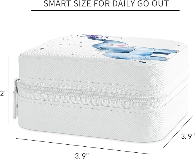 MAYCARI Jewelry Box with Cute Elephant Pattern Design, PU Leather Jewelry Travel Organizer Case-Rings/Earrings/Necklace Storage Box for Women Birthday Mom Friends Her Bridesmaids Girls Teenage s