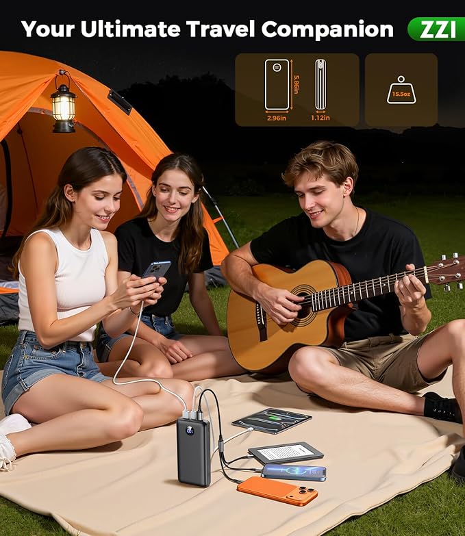 Portable Charger Power Bank, 60000mAh Battery Pack with 3 in 1 USB-C/iOS/Micro-USB Cable, 22.5W Fast Charging Portable Phone Charger, Travel Camping Essential Powerbank for iPhone 17/16/15/14 Samsung