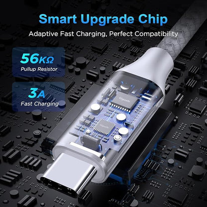 etguuds USB to USB C Cable 1ft, 2-Pack USB A to Type C Charger Cord Fast Charging for Samsung Galaxy A17 A16 A15 A26 A36 A56, S25 S24 S23 S22 S21 S20 S10 Note 20, for iPhone 17 16 15, Moto, White