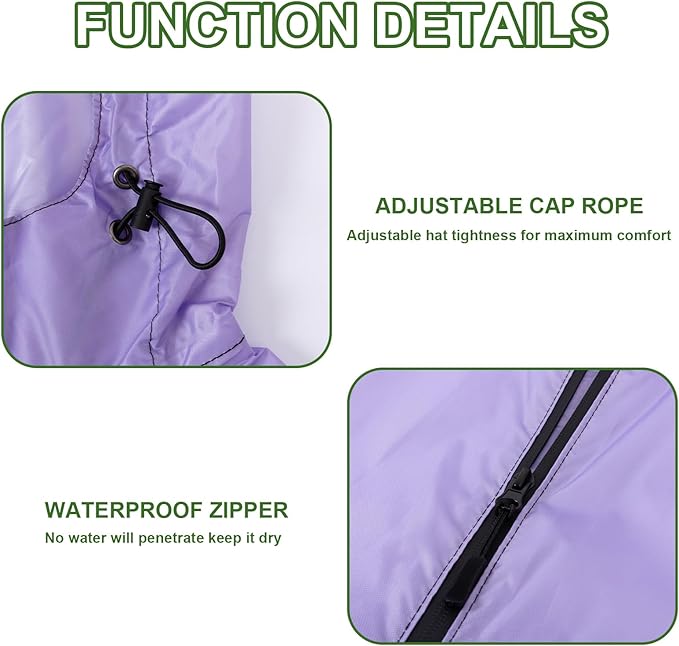 Hooded Rain Ponchos for Adult - Rain Coat and Rain Jacket with Waterproof Pocket and Zipper