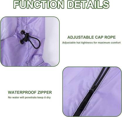 Hooded Rain Ponchos for Adult - Rain Coat and Rain Jacket with Waterproof Pocket and Zipper